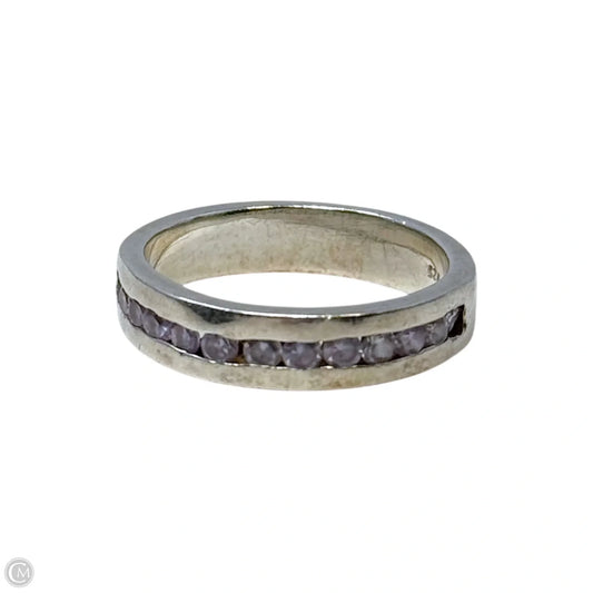 Purple Channel Set Stones & Sterling Silver Ring, Size: 7