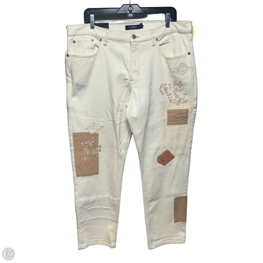 Relaxed Patchwork Jeans Boyfriend By Lauren By Ralph Lauren In Cream Denim, Size: 14/32