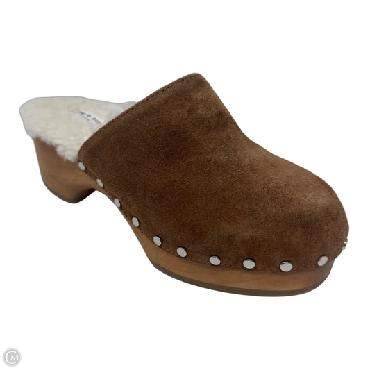 Mara Suede Shearling Clog Shoes Heels Block By Rag And Bone In Tan, Size: 5 (35)
