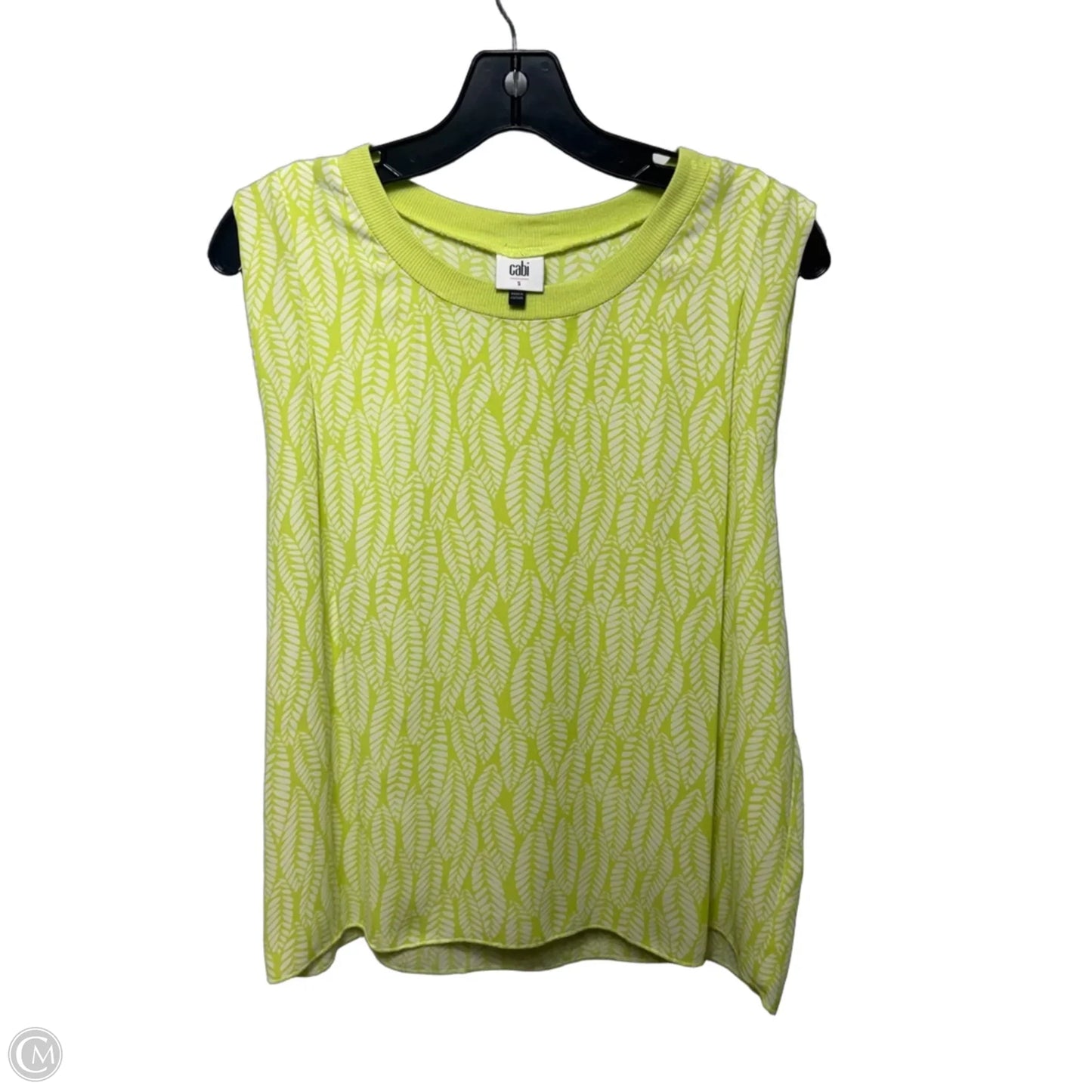 Top Sleeveless By Cabi In Green & White, Size: S