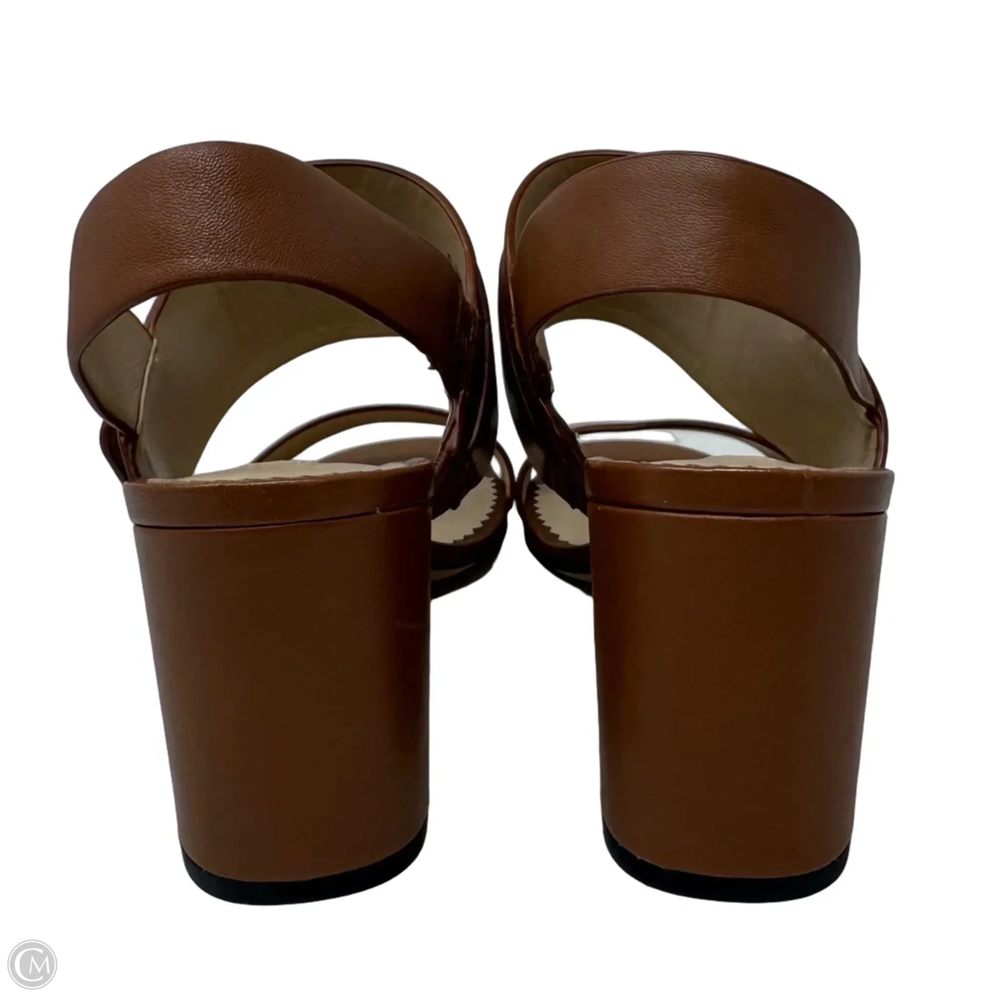 Jaylynn Block Heel Slingback Sandals Designer By Karl Lagerfeld In Brown, Size: 6.5