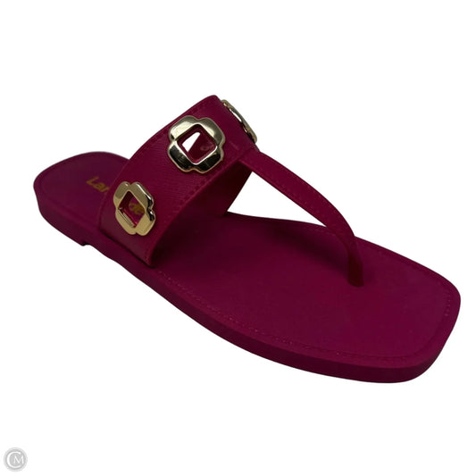 Milan Grommet Jelly Thong Sandals Flats By Larroudé In Pink, Size: 6.5