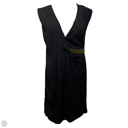 Silk Blend Metallic Belt Dress Designer By Diane Von Furstenberg In Black & Gold, Size: 10