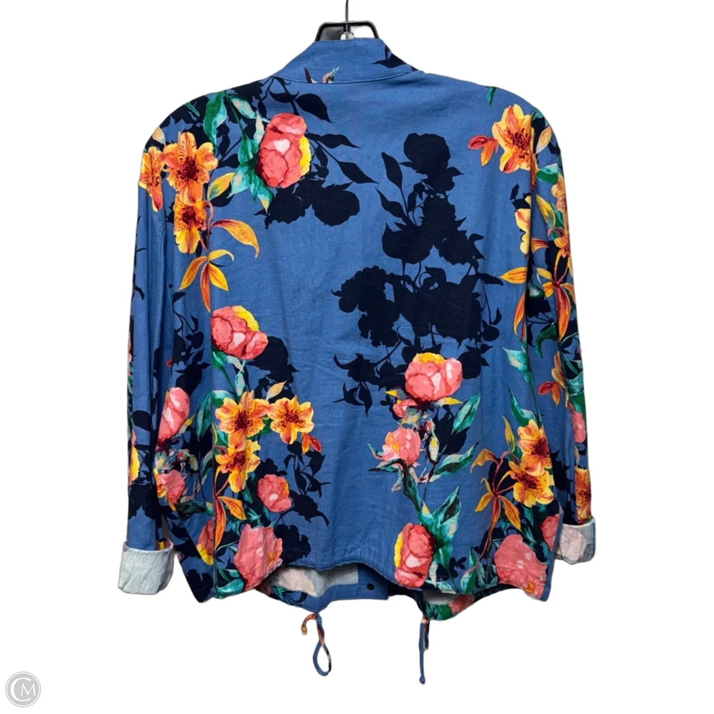 Linen Blend Jacket Other By Chicos In Floral Print, Size: Xl