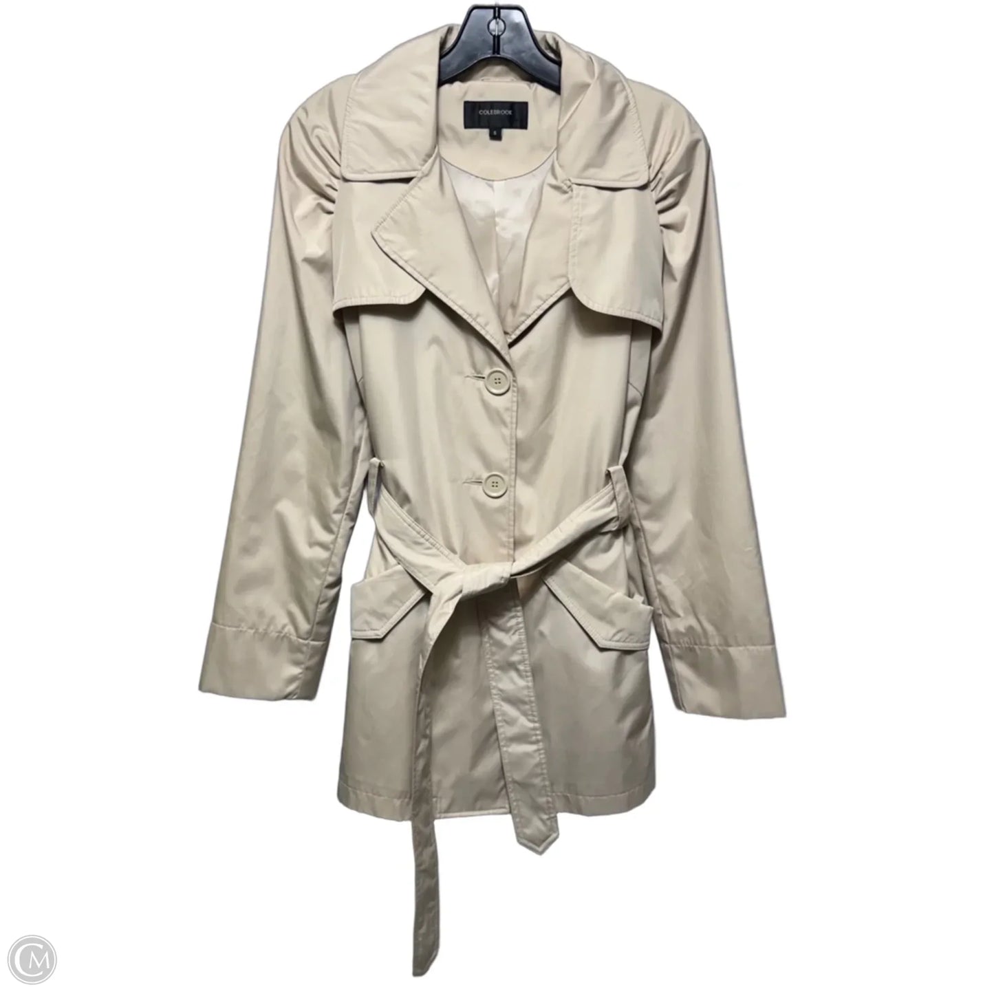 Coat Trench Coat By Colebrook In Cream, Size: S