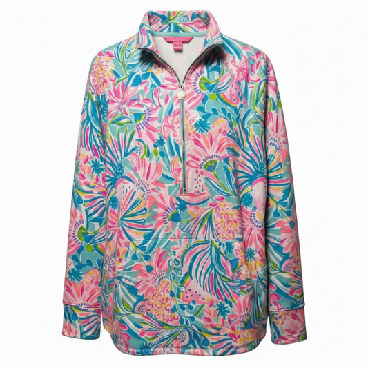 Skipper Popover Top Long Sleeve Designer By Lilly Pulitzer In Multi-colored, Size: L