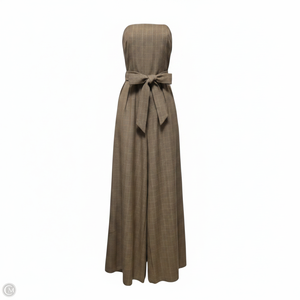 Strapless Wide Leg Jumpsuit By Corey Lynn Calter In Plaid Pattern, Size: S