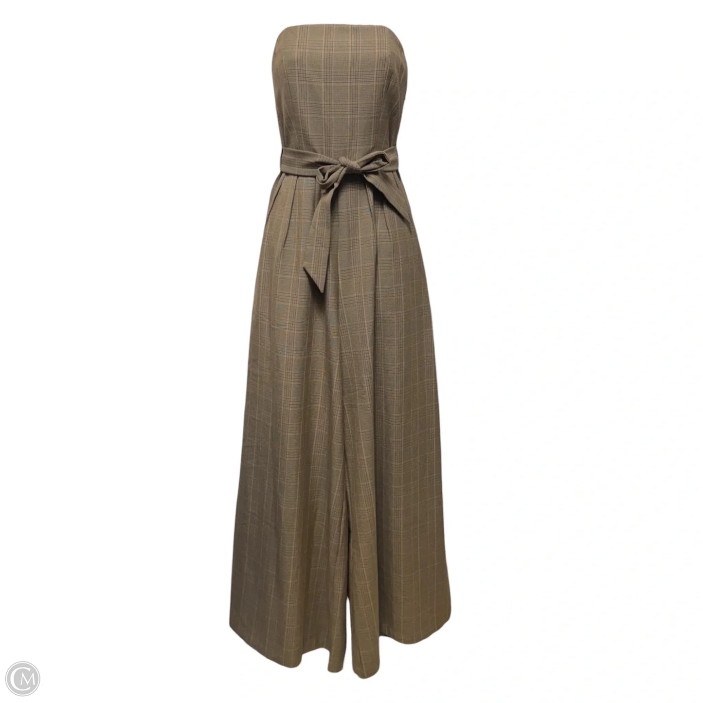 Strapless Wide Leg Jumpsuit By Corey Lynn Calter In Plaid Pattern, Size: S