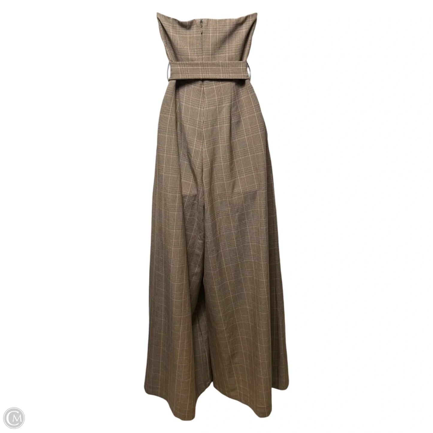 Strapless Wide Leg Jumpsuit By Corey Lynn Calter In Plaid Pattern, Size: S