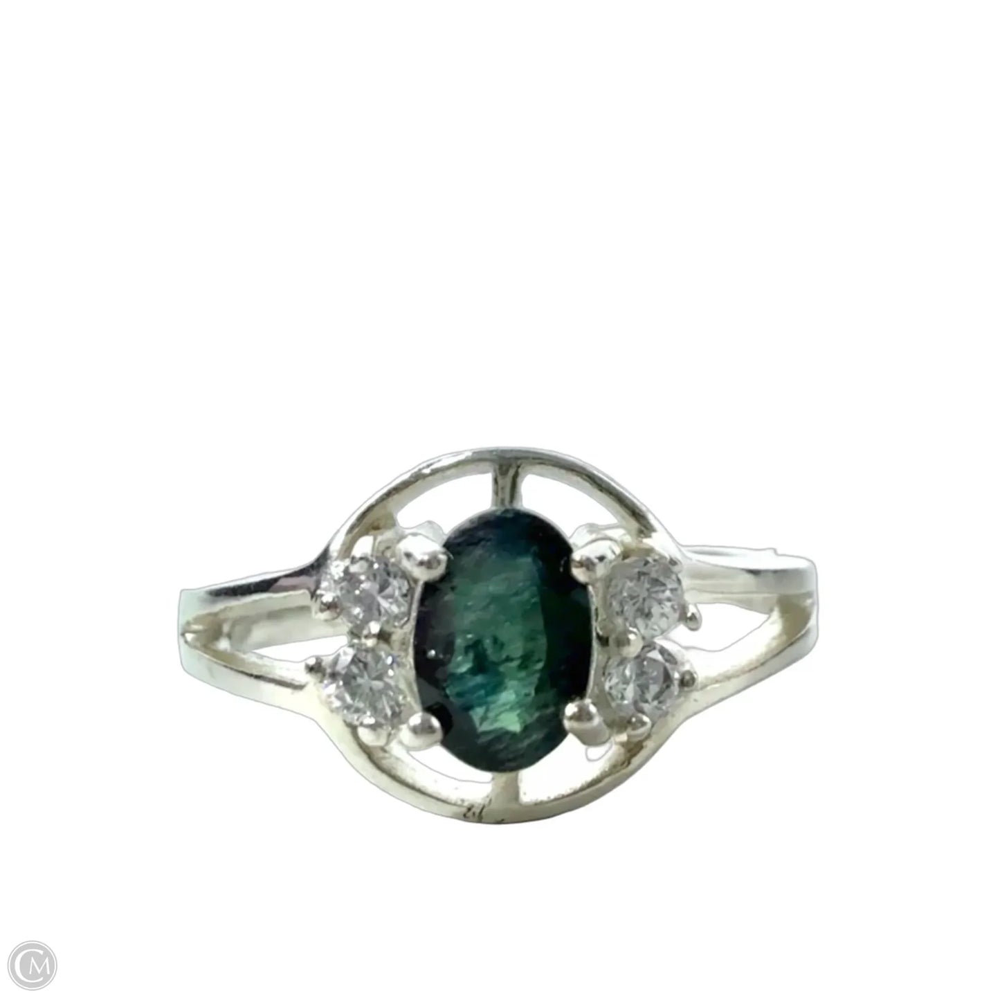 Sterling Silver, Blue & Clear Gemstone Ring, Size: 7