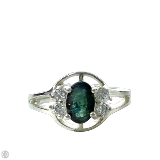 Sterling Silver, Blue & Clear Gemstone Ring, Size: 7