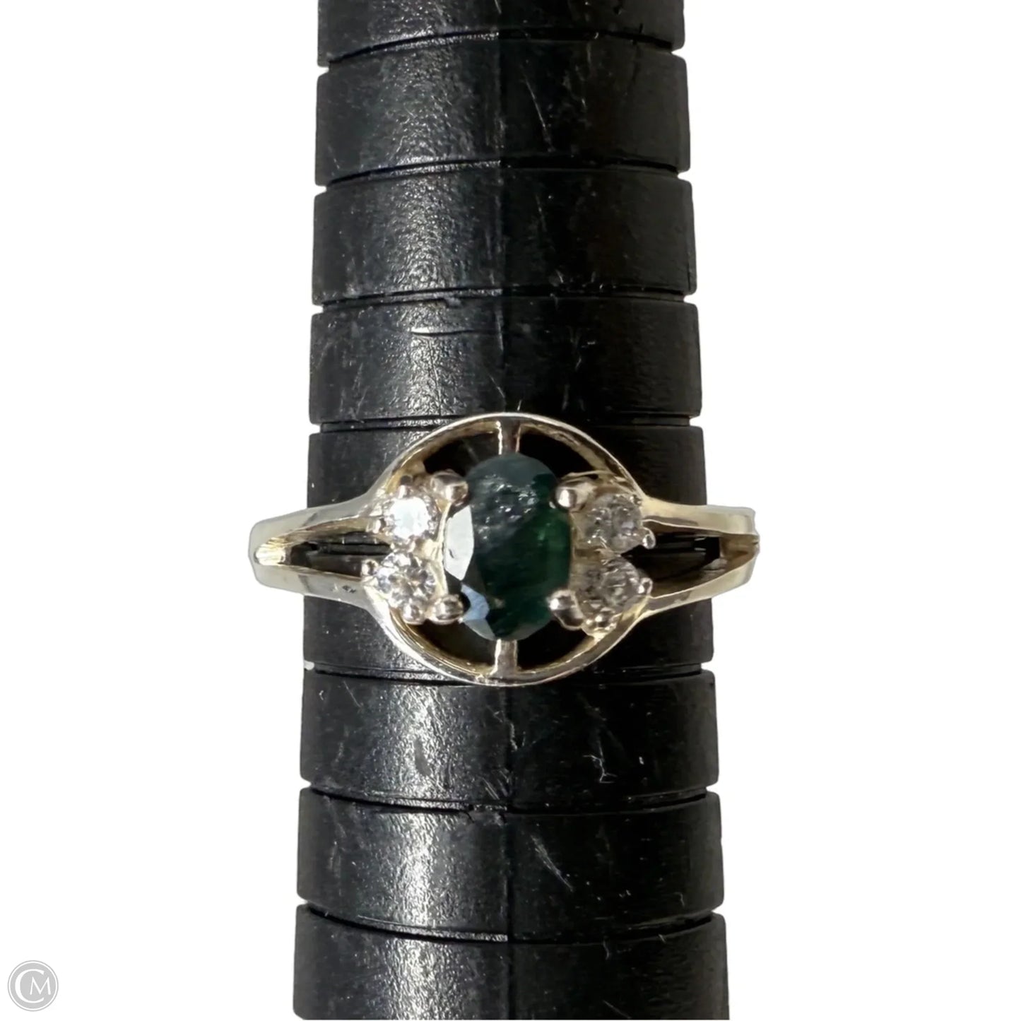 Sterling Silver, Blue & Clear Gemstone Ring, Size: 7