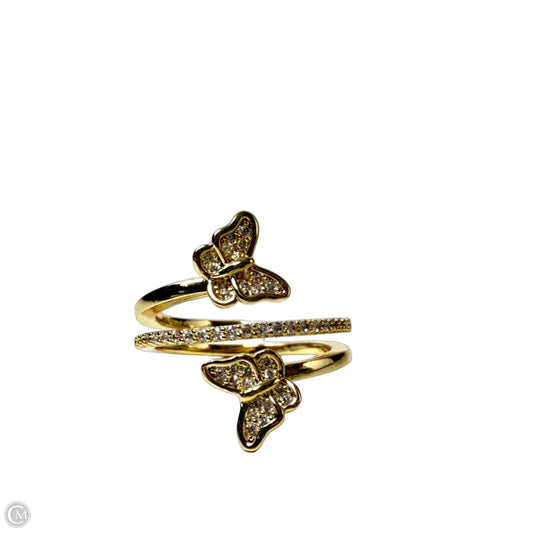 Gold Tone Pavé Butterly Bypass Ring, Size: 8