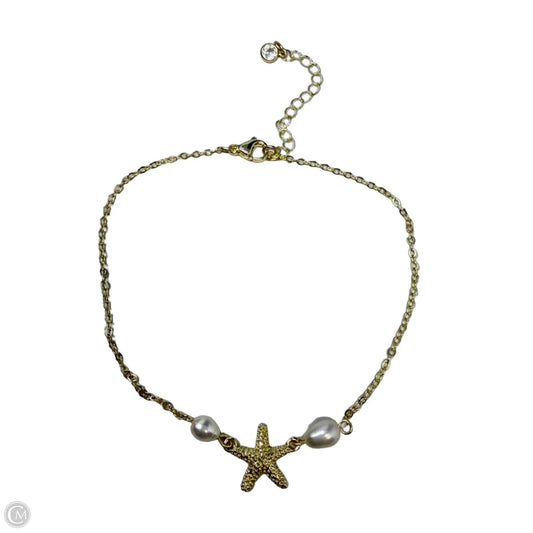 Gold Tone & Faux Pearl Starfish Chain Bracelet