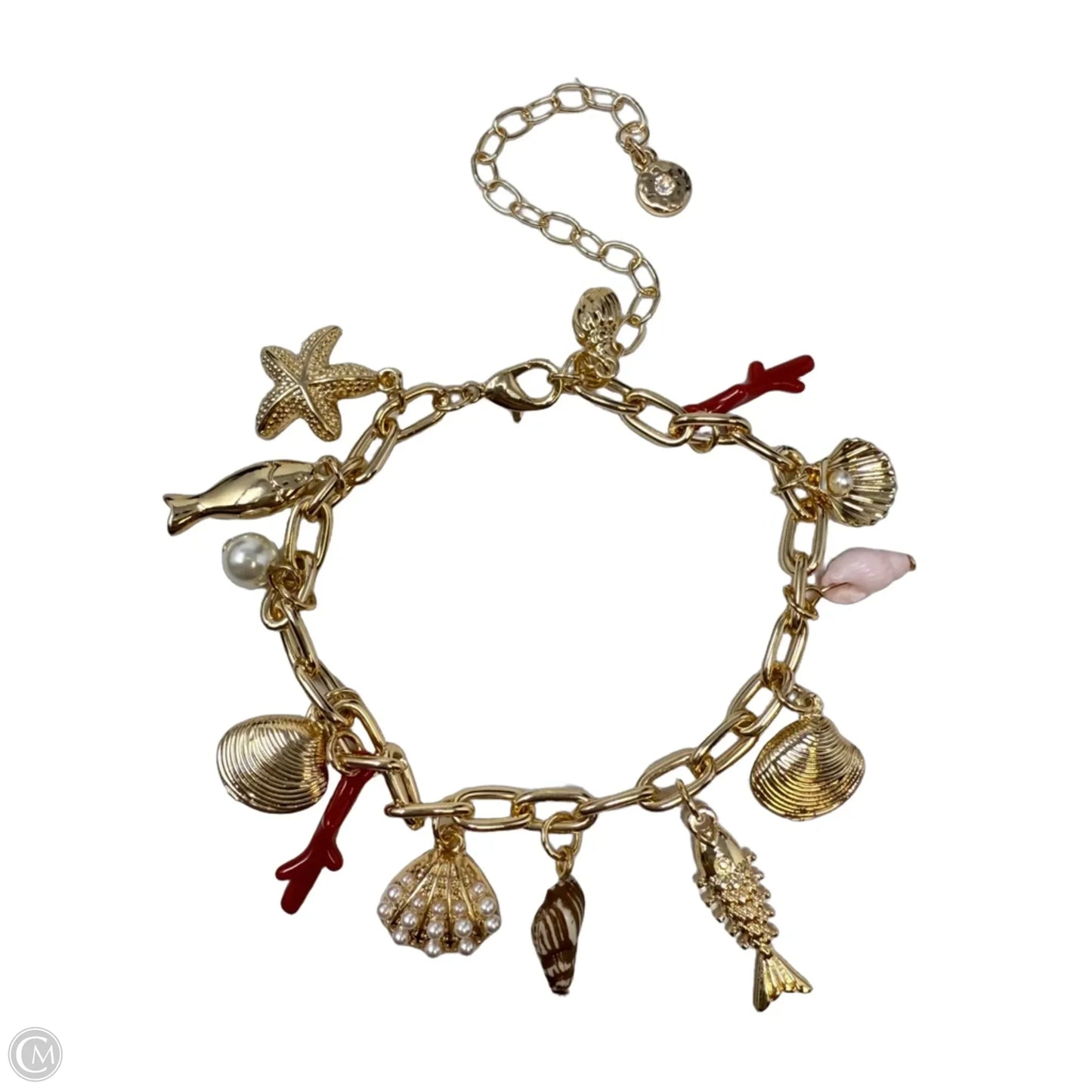 Gold Tone Seashells Charm Bracelet