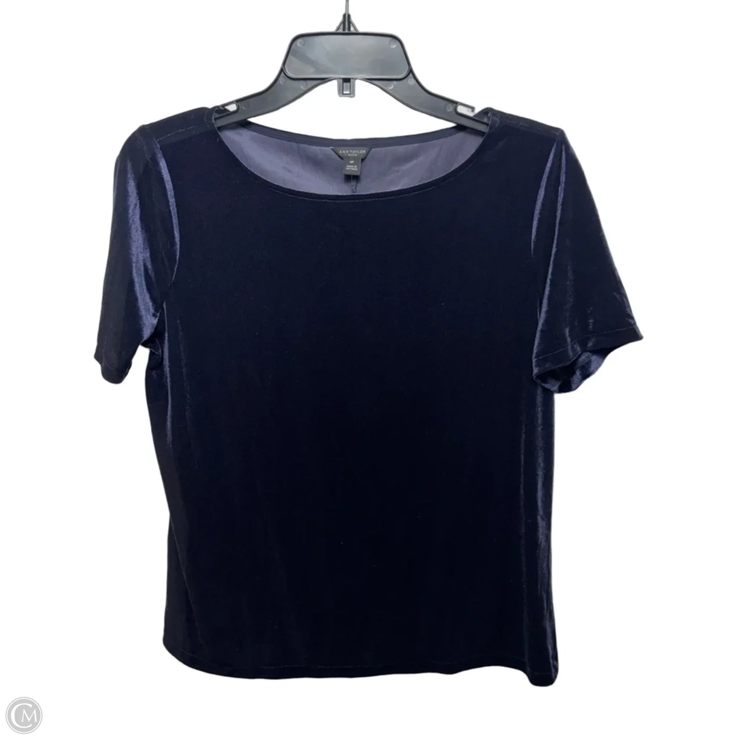 Velvet Top Short Sleeve By Ann Taylor In Blue, Size: Mp