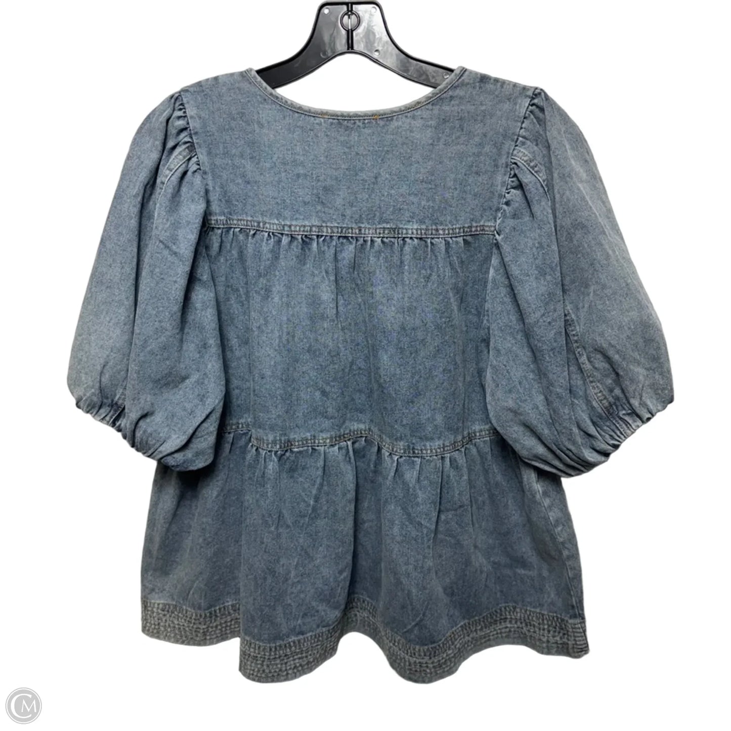 Olivia Top Short Sleeve By Entro In Blue Denim, Size: S