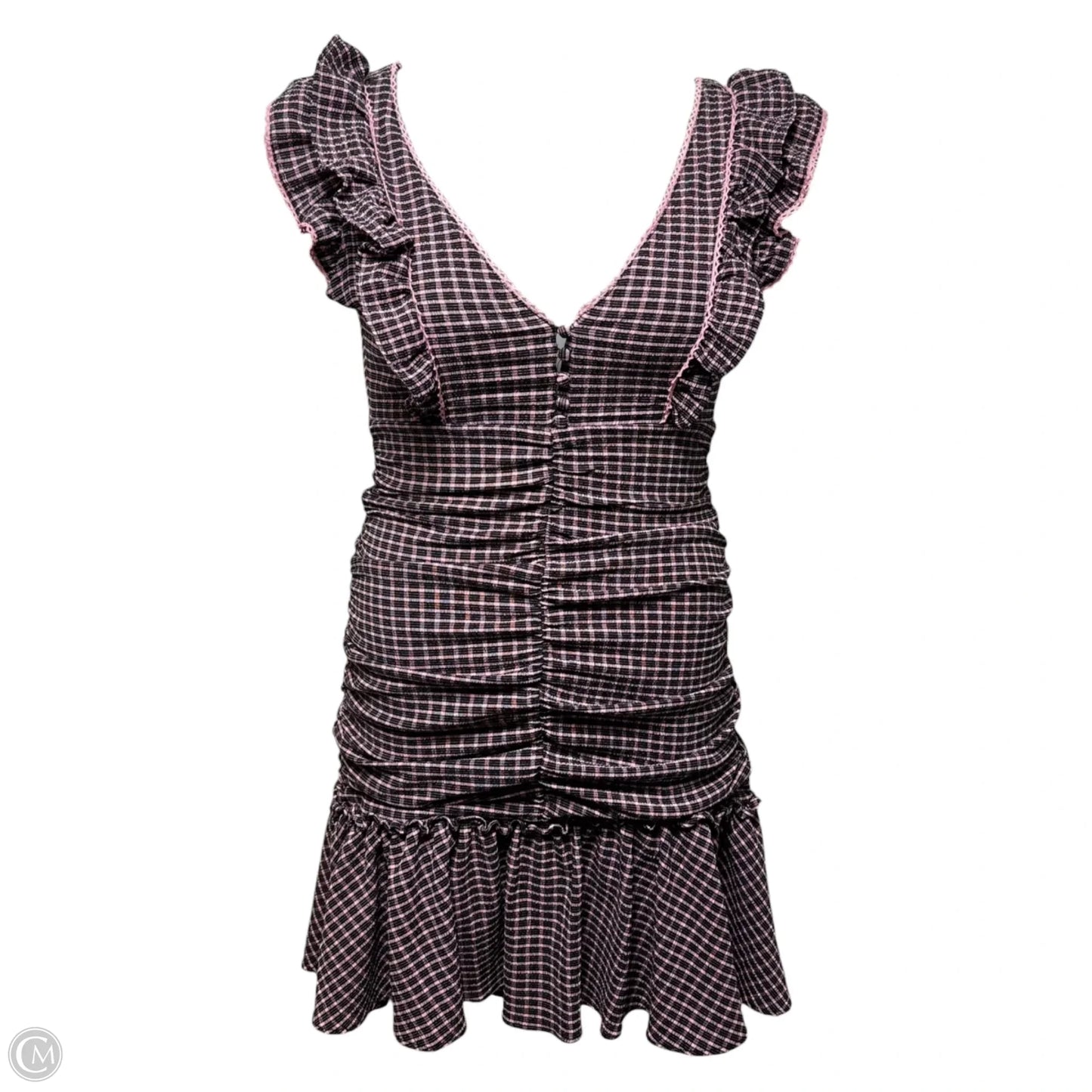 Dress Casual Short By Betsey Johnson In Black & Pink Plaid, Size: 6