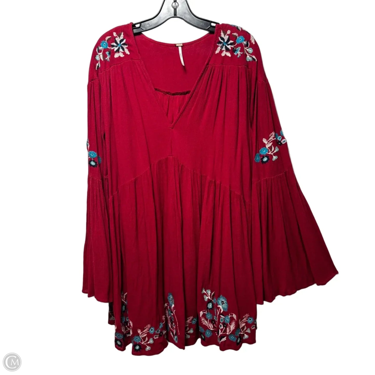 Embroidered Tunic Long Sleeve By Free People In Red, Size: M