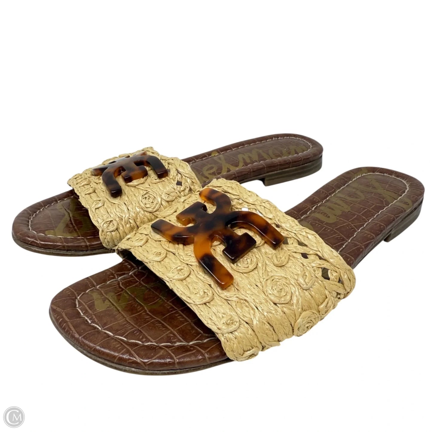 Backer Raffia Slide Sandals By Sam Edelman In Tan, Size: 8