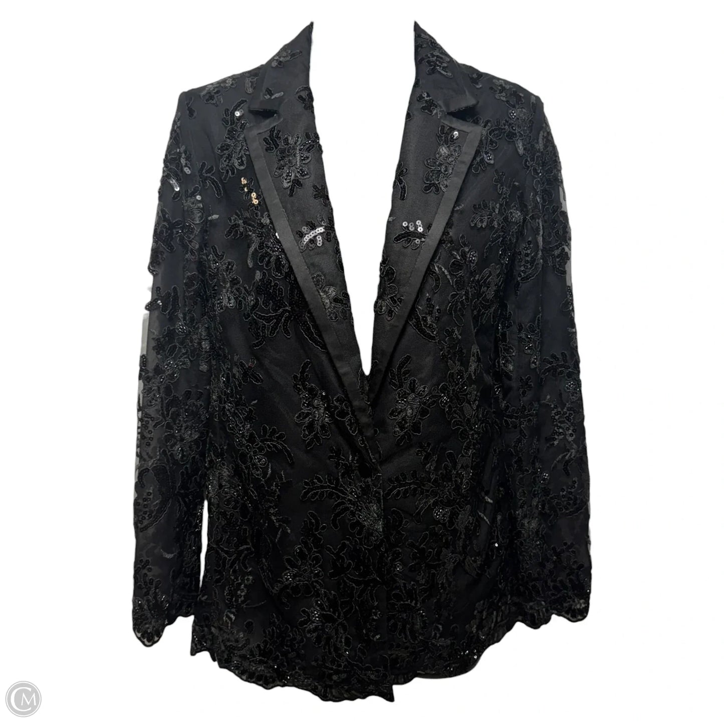 Judith Embellished Sequin Blazer Designer By Alice + Olivia In Black, Size: 4