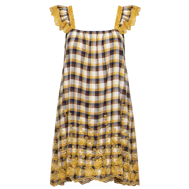 Embroidered Mini Dress By Blue Tassel X Anthropologie In Plaid Pattern, Size: M (estimated)