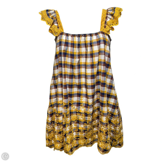 Embroidered Dress Casual Short By Blue Tassel In Plaid Pattern, Size: M (estimated)