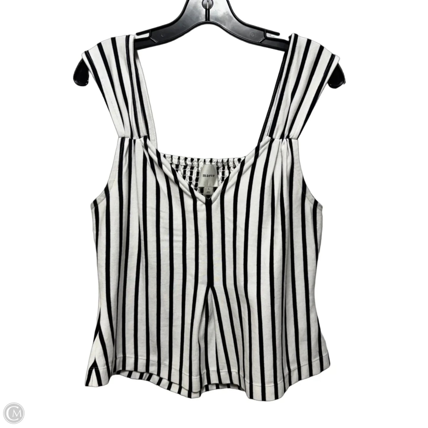 V-Neck Fit-and-Flare Tank By Maeve In Striped Pattern, Size: L