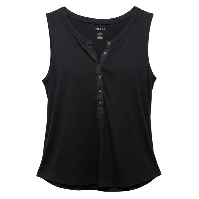 Andie Sleeveless Henley Top
 By Pilcro In Black, Size: XL
