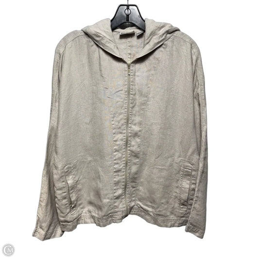 Hooded Linen Jacket By Chicos In Tan, Size: M