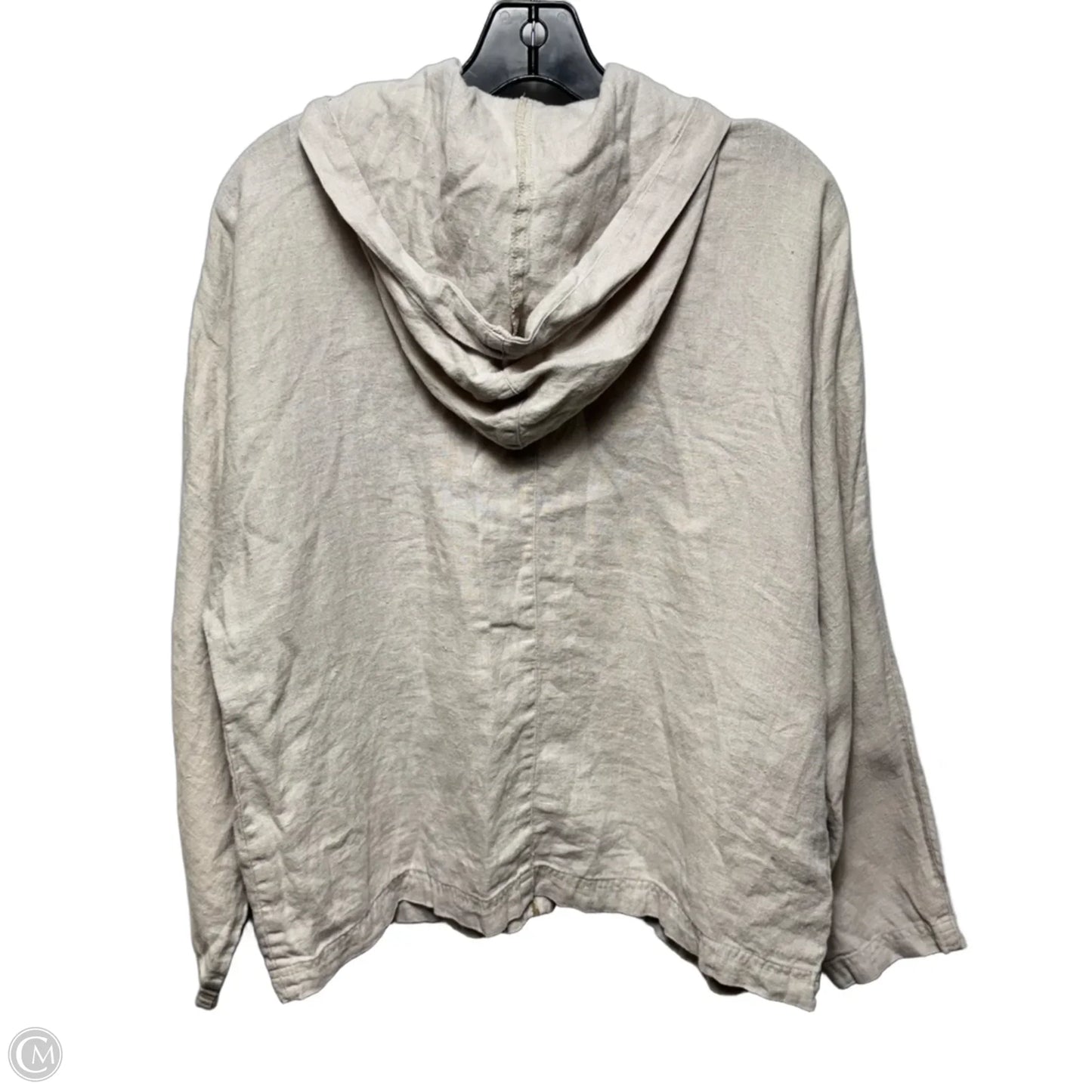 Hooded Linen Jacket By Chicos In Tan, Size: M