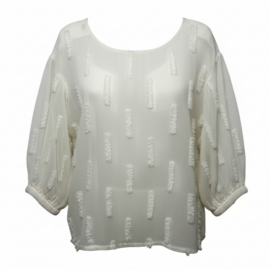 Top 3/4 Sleeve By Oddi In Cream, Size: M