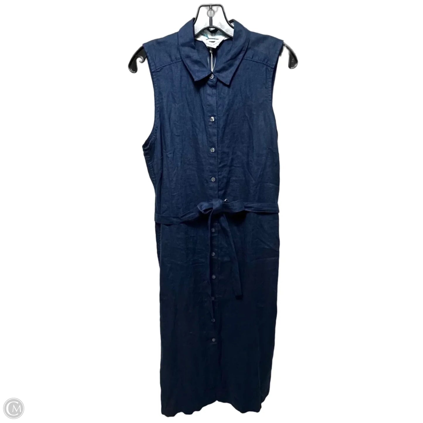 Two Palms Linen Shirt Dress Casual Midi By Tommy Bahama In Navy, Size: M