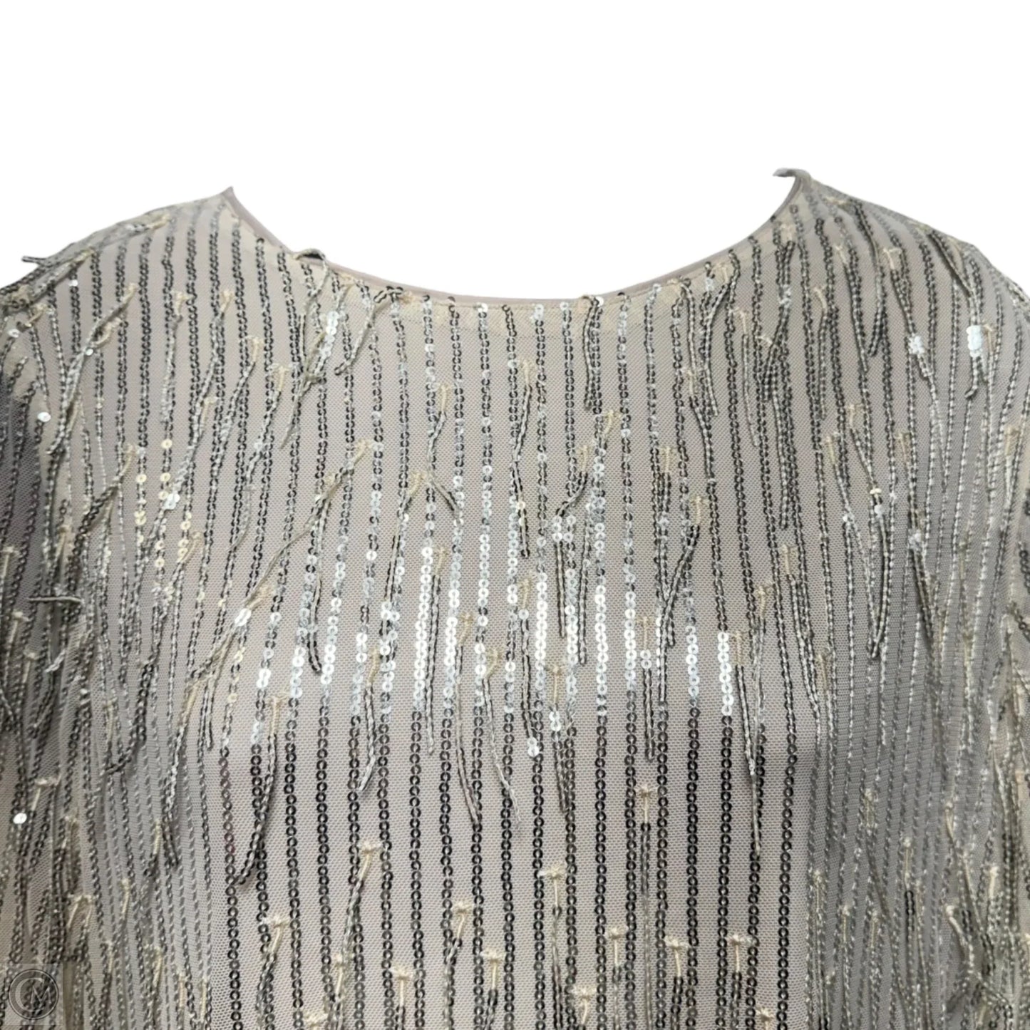 Sequin Fringe Dress Party Short By Petal & Pup In Cream & Silver, Size: S