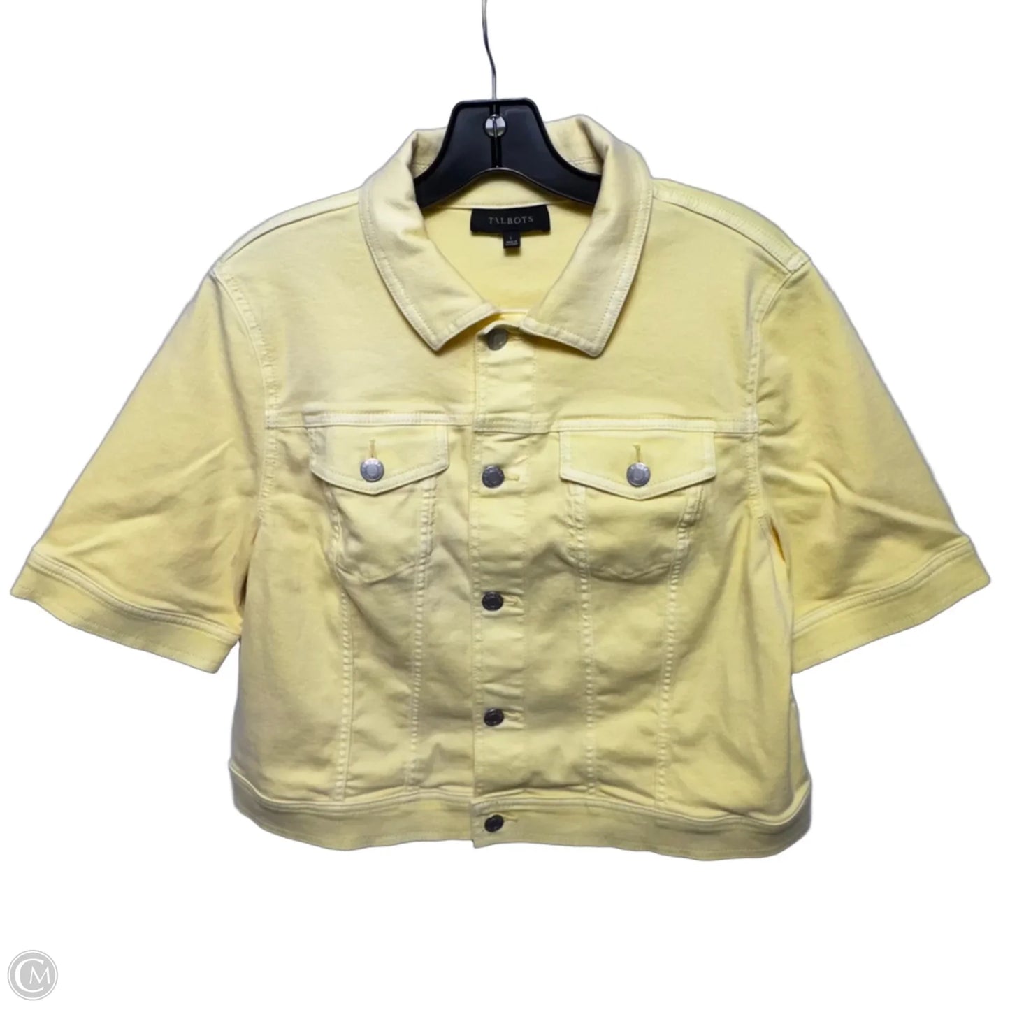 Short Sleeve Denim Jacket By Talbots In Yellow, Size: L