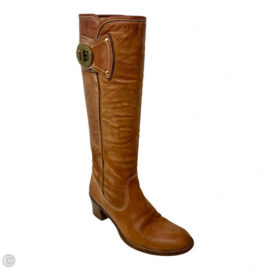 AS IS Sara Turnlock Boots Designer By Coach In Tan, Size: 6