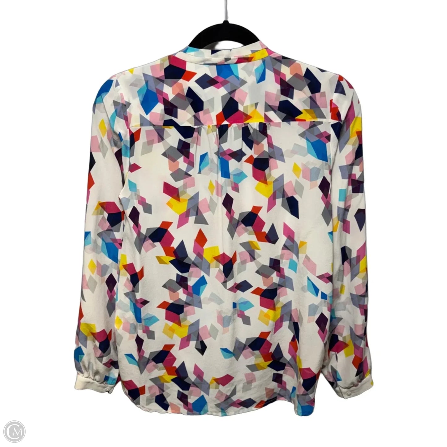 Silk Top Long Sleeve By Trina Turk In Geometric Pattern, Size: S