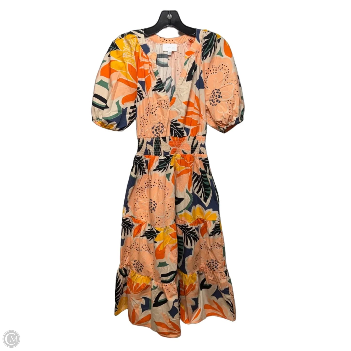 Orange Blossom Hacienda Midi Dress By Sugar Lips In Floral Print, Size: XS