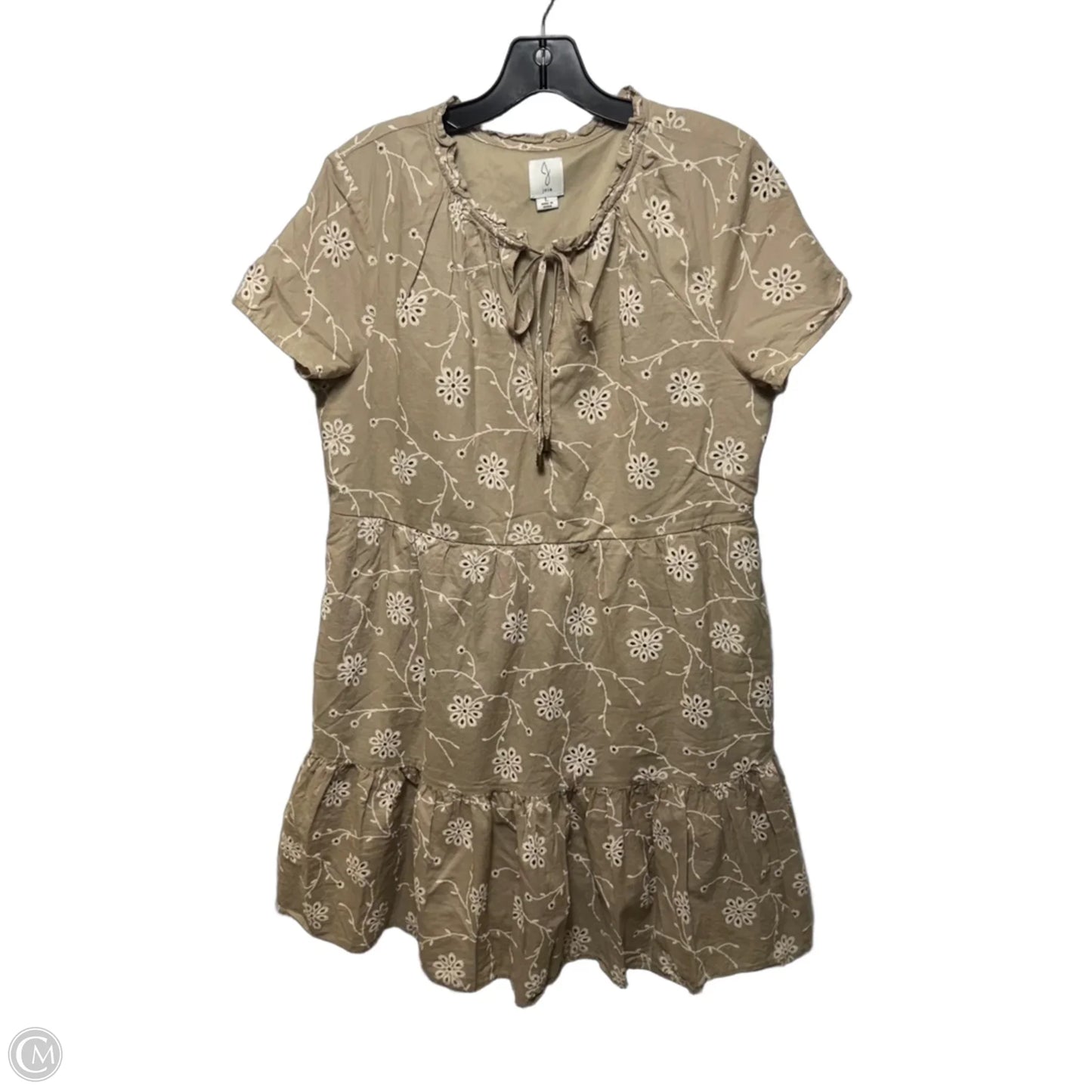 Floral Embroidered Tiered Mini Dress By Joie In Tan, Size: L