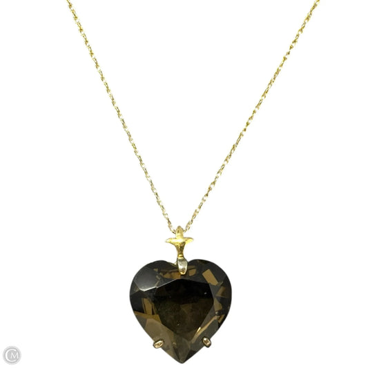 Gold Over Sterling Silver & Faceted Smoky Quartz Heart Pendant On 12K Gold Fine Rope Chain Necklace