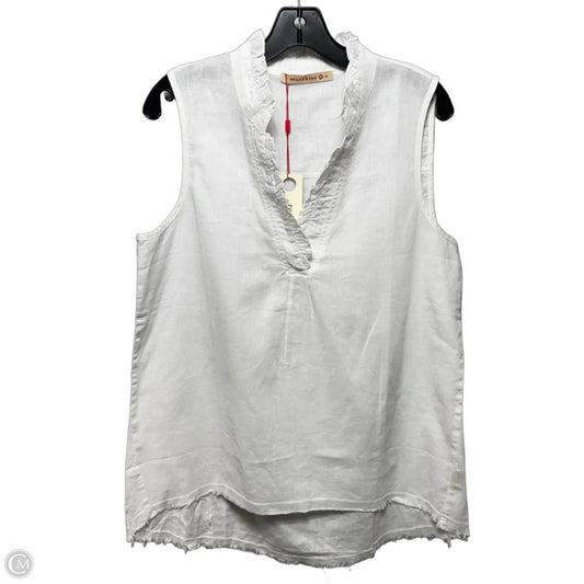 Linen Blend Tunic Sleeveless By Wearables In White, Size: S