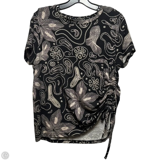Top Short Sleeve By Tribal In Black & Cream, Size: S