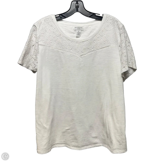 Top Short Sleeve By Liz Claiborne In White, Size: 2x
