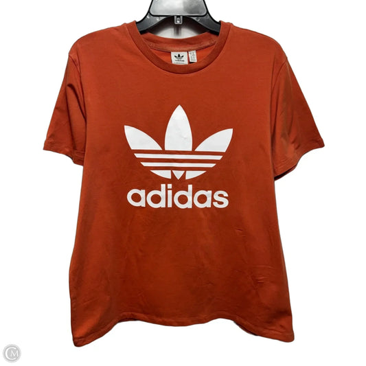 Athletic Top Short Sleeve By Adidas In Peach, Size: Xl