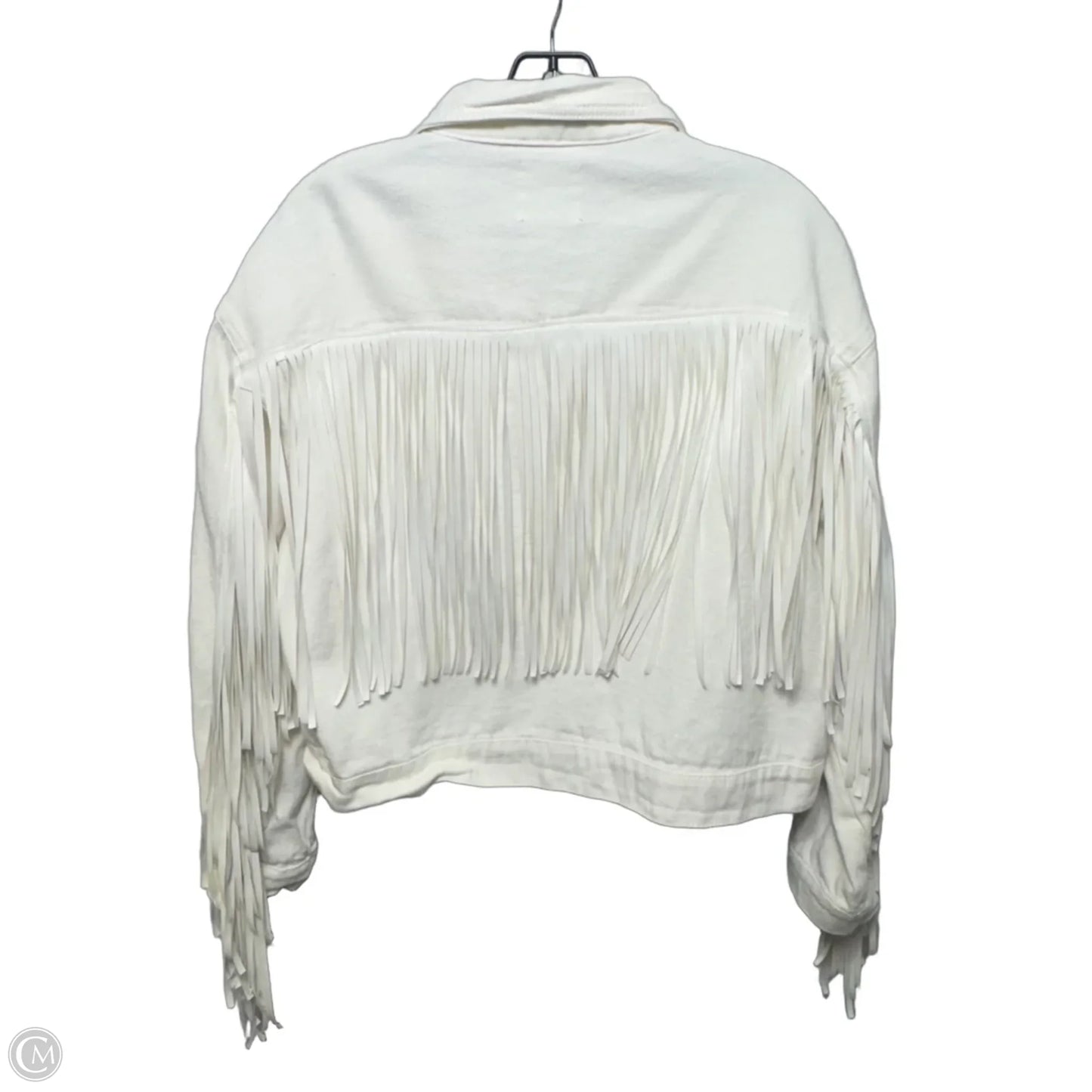 Faux Leather Fringe Jacket Denim By Le Lis In White Denim, Size: M