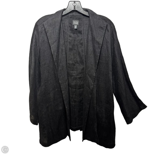Linen Blend Cardigan By Eileen Fisher In Black, Size: Xl