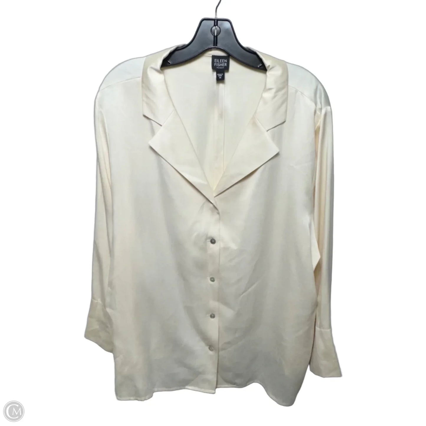 Silk Top Long Sleeve By Eileen Fisher In Cream, Size: 1x