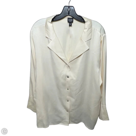 Silk Top Long Sleeve By Eileen Fisher In Cream, Size: 1x