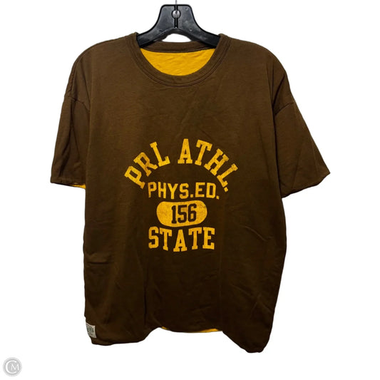 Classic Fit Reversible Graphic T-Shirt By Polo Ralph Lauren In Brown & Yellow, Size: M/L ESTIMATED
