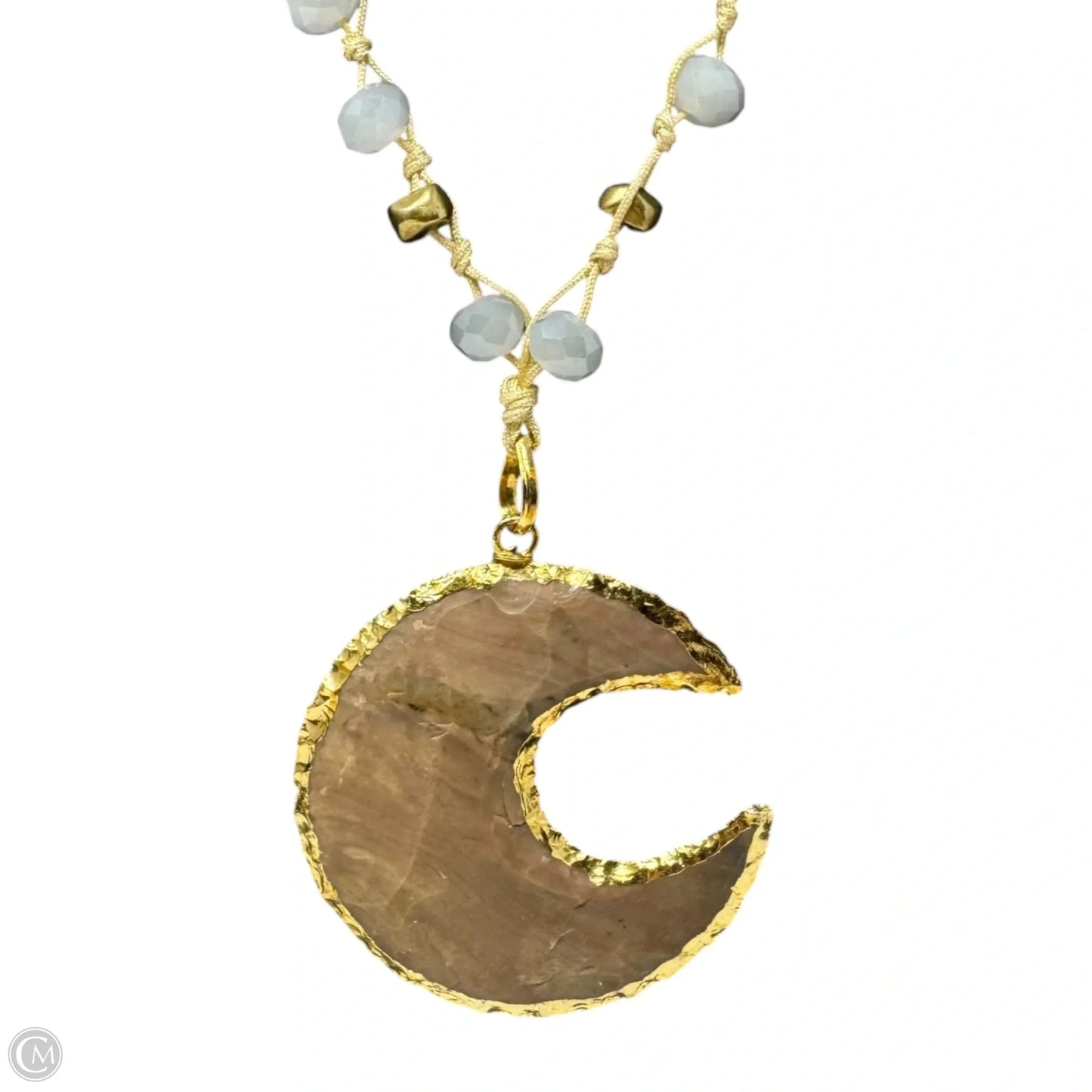 Crescent Moon Beaded Long Statement Necklace